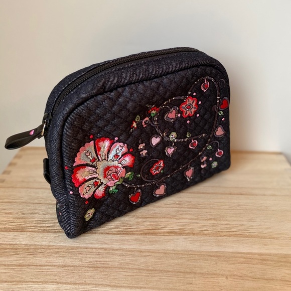 Vera Bradley Handbags - Vera Bradley Denim Cosmetic Bag -Flower Embroidery